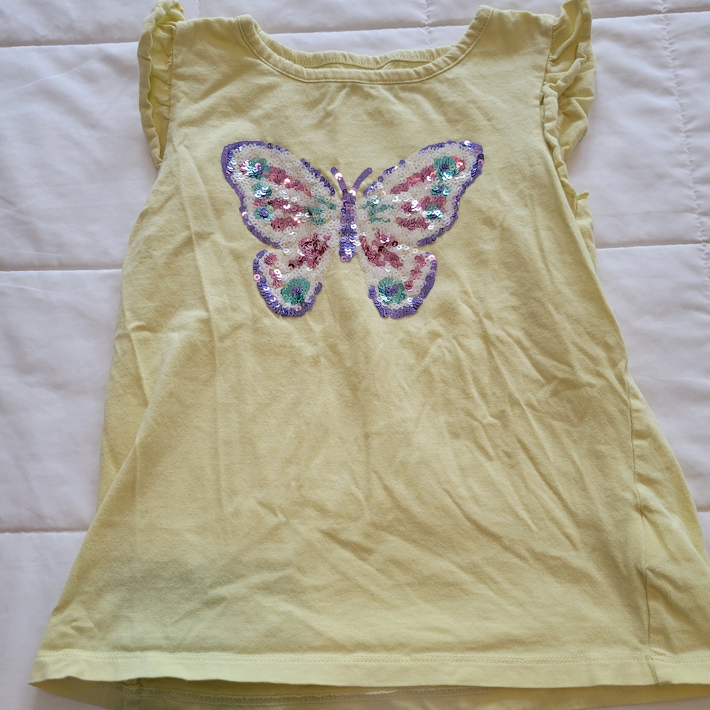 Yellow Butterfly Sequin Kids Top